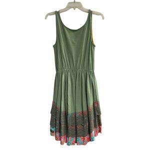 MATILDA JANE Womens Size Small Floral Hi-Lo Flared Sleeveless Lace Green Dress